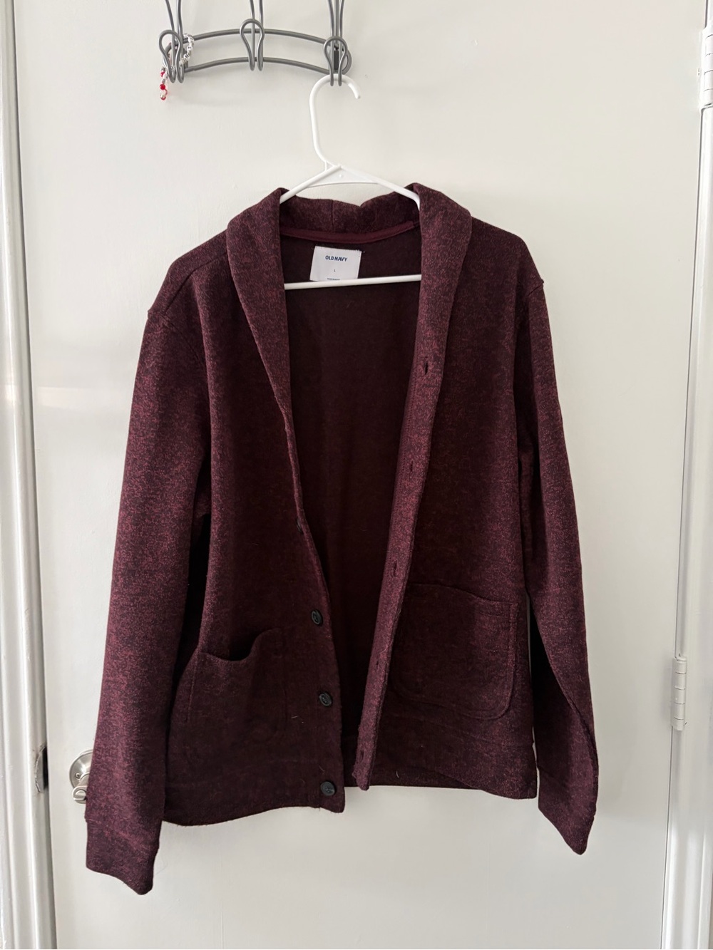 Old Navy Men's Maroon Shawl Collar Cardigan Sweater